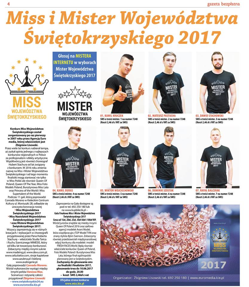 plakat wybory miss i mistera woj. świętokrzyskiego 2017